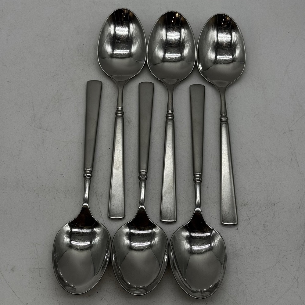 Oneida EASTON Satin Lot Set 6 Soup Place Spoons Stainless Steel Flatware USA